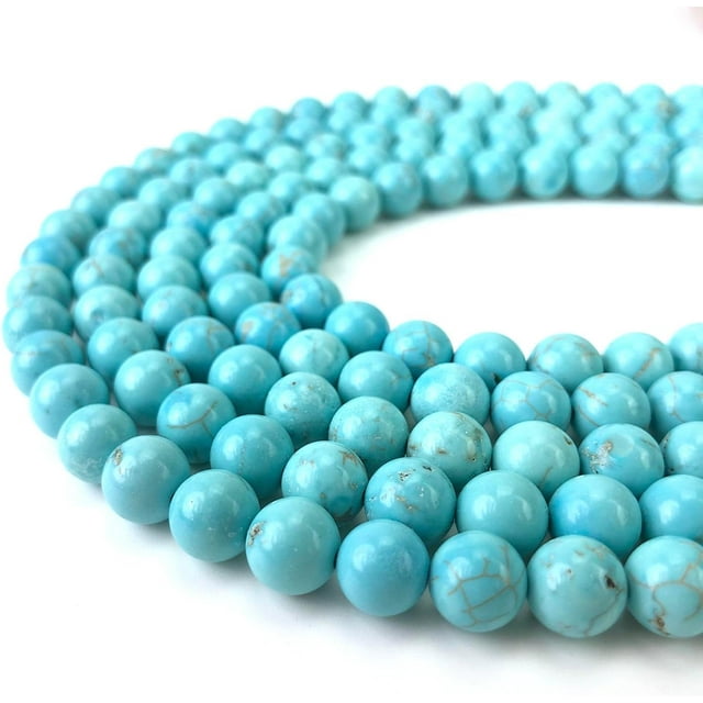 Blue Turquoise Beads Round 8mm Gemstone Loose Beads for Jewelry Making (45-48pcs/strand)