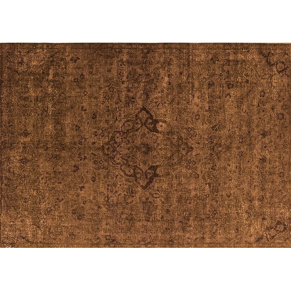Ahgly Company Indoor Rectangle Oriental Orange Industrial Area Rugs, 7' x 9'