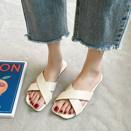 

Women Cross Band Slippers Sandals for Women