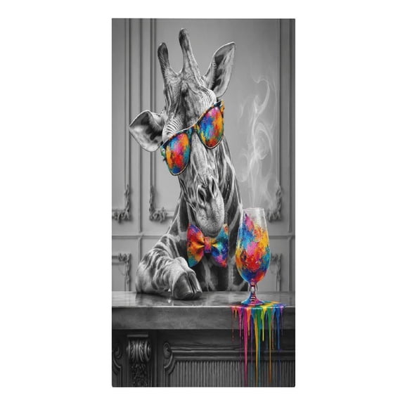RKSupls Giraffe at Bar with Painted Bow Tie Microfiber Beach Towel Absorbent Compact Towels for Swimming Pool Beach Travel Things for Vacation Essentials Adult Gift,61.4×30.3Inch
