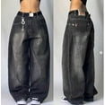 thumbnail image 1 of Pantalones vaqueros con estampado gótico Retro para mujer, pantalón holgado de pierna ancha y recta, estilo Hip Hop americano, Y2K, Unisex, 1 of 5