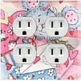 thumbnail image 1 of Metal Light Switch Wall Plate Outlet Cover (Love Letter Friend Teddy Bear Heart Flowers - Double Duplex), 1 of 2