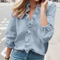 thumbnail image 2 of Gerichy Long Sleeve Tops for Women Dressy Ruffle Tops Womens Long Sleeve Casual V Neck Solid Color Plus Size Blouses Shirts for Ladies Fall Clothes, 2 of 6