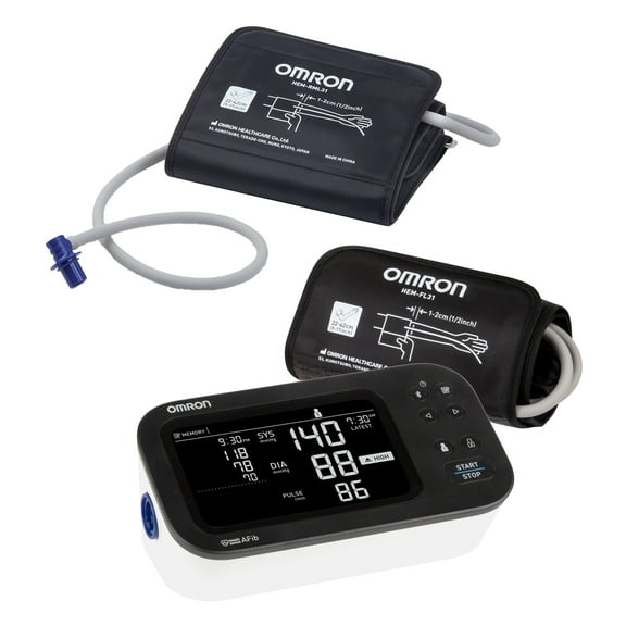 Omron 10 Series Upper Arm Blood Pressure Monitor and 9-In. to 17-In. Wide-Range D-Cuff Kit