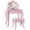 Pink, variant on Qaba Kids Vanity Table and Stool, Makeup Vanity Girls Dressing Table Set with Tri-folding Mirrors Drawer Star and Heart Pattern, White