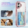 thumbnail image 6 of for iPhone 16 Plus Case Wallet Clear, with Credit Card Holder ID Card Slot Drop Protection Shockproof Anti-Scratch Transparent Cover for Women Men for iPhone 16 Plus, Pink, 6 of 8