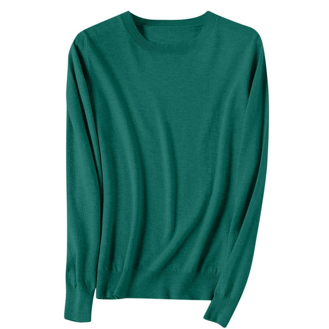 MeetoTime Chandail Basique en Tricot pour Femmes Automne Col Rond Manches Longues P-3X