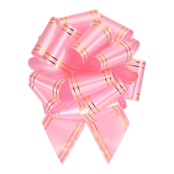 5pcs 4 Inch Large Pull Bow Metallic Pink Gift Wrapping Bows with Gold Edge