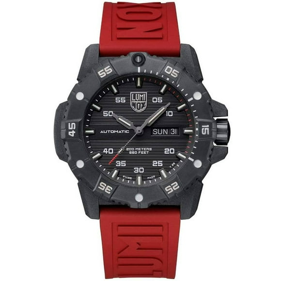 Luminox 3875 Men's Master Carbon Seal Automatic Red Strap Watch