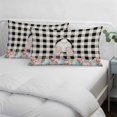 thumbnail image 3 of Easter Bunny Pillow Covers, Linen Long Throw Pillow Case, Vintage Watercolor Eggs Flower Black Plaid Holiday Pillow Protector Decorative Cushion Cover for Living Room/Bedroom 12" x 20", 3 of 8