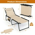 thumbnail image 3 of Gymax Oversize Folding Chaise Lounge w/ Adjustable Backrest Detachable Pillow Pocket Beige, 3 of 9