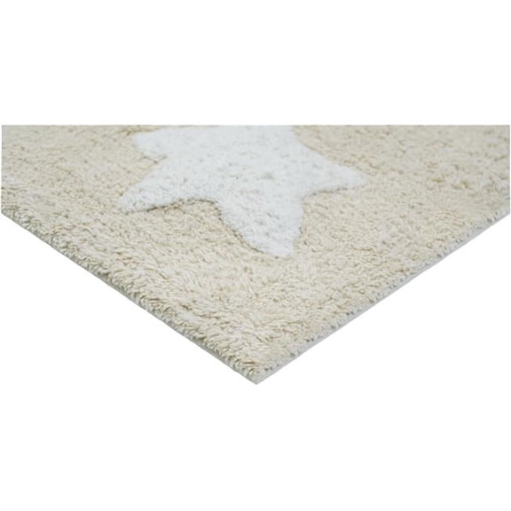HomeRoots 634895 32 in. White & Beige Cotton Clouds & Stars Youthful Bath Rug