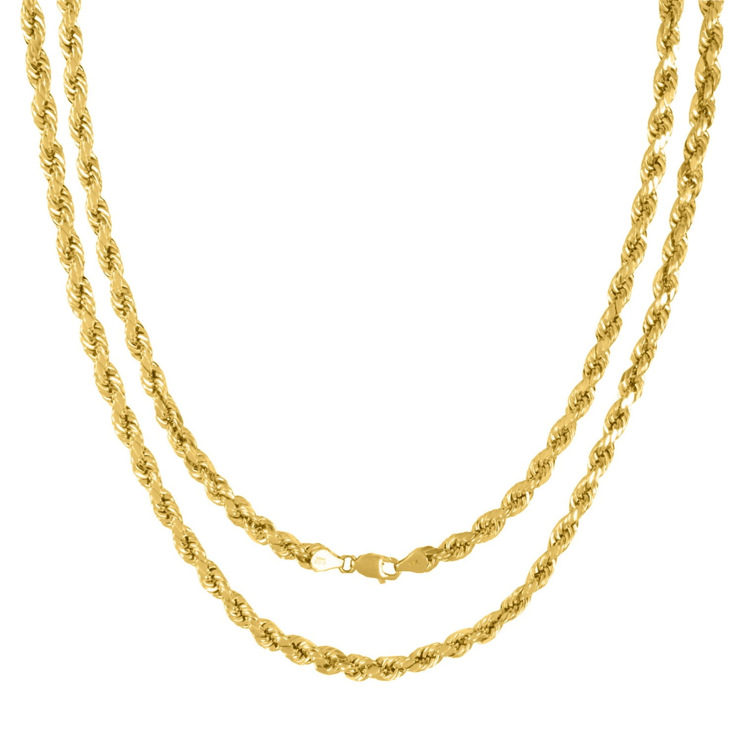 10K Yellow Gold 5.00MM Rope (Diamond Cut) Chain Necklace for Men and Women ( Unisex ), 20"30