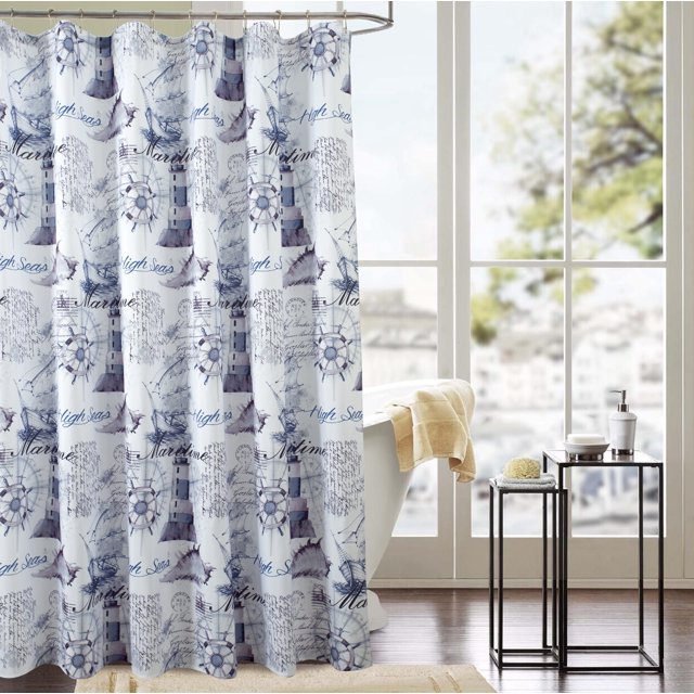 Cortina de ducha estampada Classic Maritime de 70 x 72 pulg. RT Designers Collection SCM048