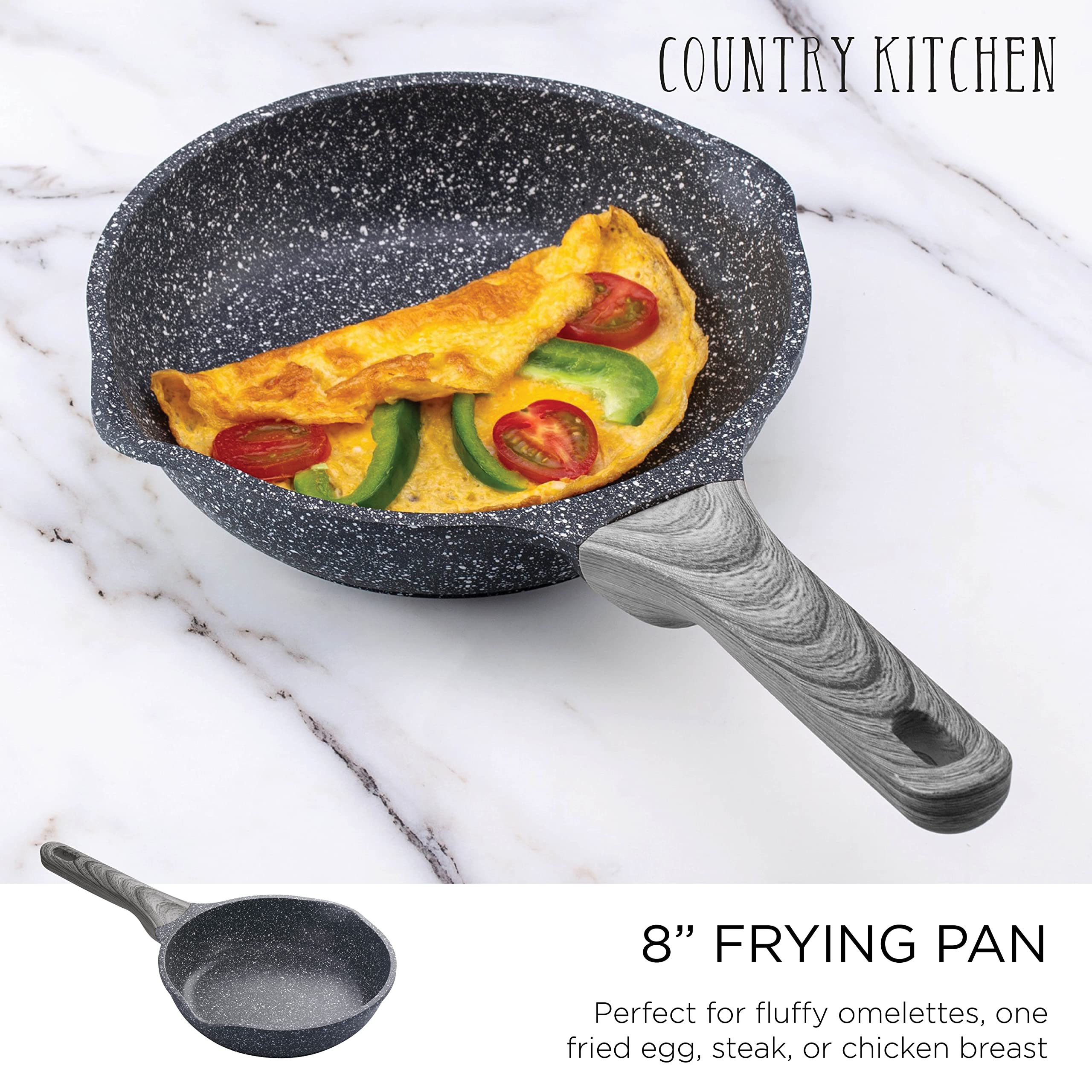  Country Kitchen Nonstick Induction Cookware Sets - 8