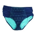 thumbnail image 2 of Allure Navy Tummy Control Crochet Ruched High Waist Bikini Swim Bottom Swimwear Plus Size 0, 2 of 3