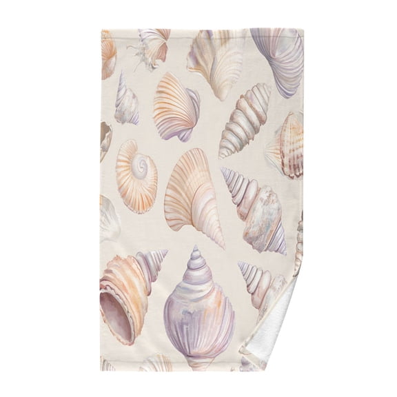Yayeee 100% Cotton Hand Towels for Bathroom 16" x 28" Soft Absorbent Kitchen Towel, Orange Watercolor Seashells