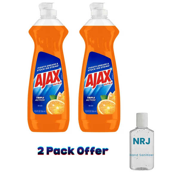 Ajax Ultra Triple Action Dishwashing Liquid Dish Soap, Orange Scent, 12.4 Fluid Ounce