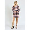 thumbnail image 2 of Plaid Raglan Drop Shoulder Bishop Sleeve Dress | 2 Colors | S-3X, 2 of 11