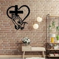 thumbnail image 7 of Elegant Metal Christian Heart & Cross Wall Art, 12in Praying Hands Design Cross Wall Sculptures, Decorative Iron Sculpture for Indoor/Outdoor, Perfect for Living Room, Patio, Office(2PCS), 7 of 7