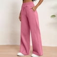 thumbnail image 5 of Wide Leg Trousers for Women Drawstring Elastic Waist Pockets Lightweight Loose Long Yoga Pants Beach Holiday Pink L, 5 of 7