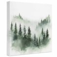 thumbnail image 2 of Ships Next Day Canvas Wall Art 10"x10", Foggy Forest Wood Framed Canvas Print Painting, Green Mist Mountain Natural Landscape Ready to Hang Small Picture Wall Decor for Home Kitchen Nursery Office, 2 of 9