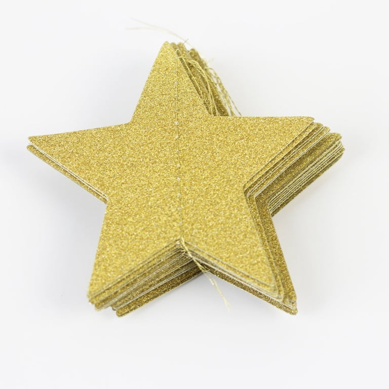 5 Meter Gold Sparkling Star Garland - Glitter Star Bunting For Weddings, Birthday Parties, Baby Showers & New Year Decor