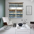 thumbnail image 5 of Retro Wood Striped Kitchen Curtains Valances and Tiers Set of 3 Blue Beige Wood Texture Modernism Tier Curtains and Valance with Rod Pocket for Small Windows, 27.5"x36", 5 of 9