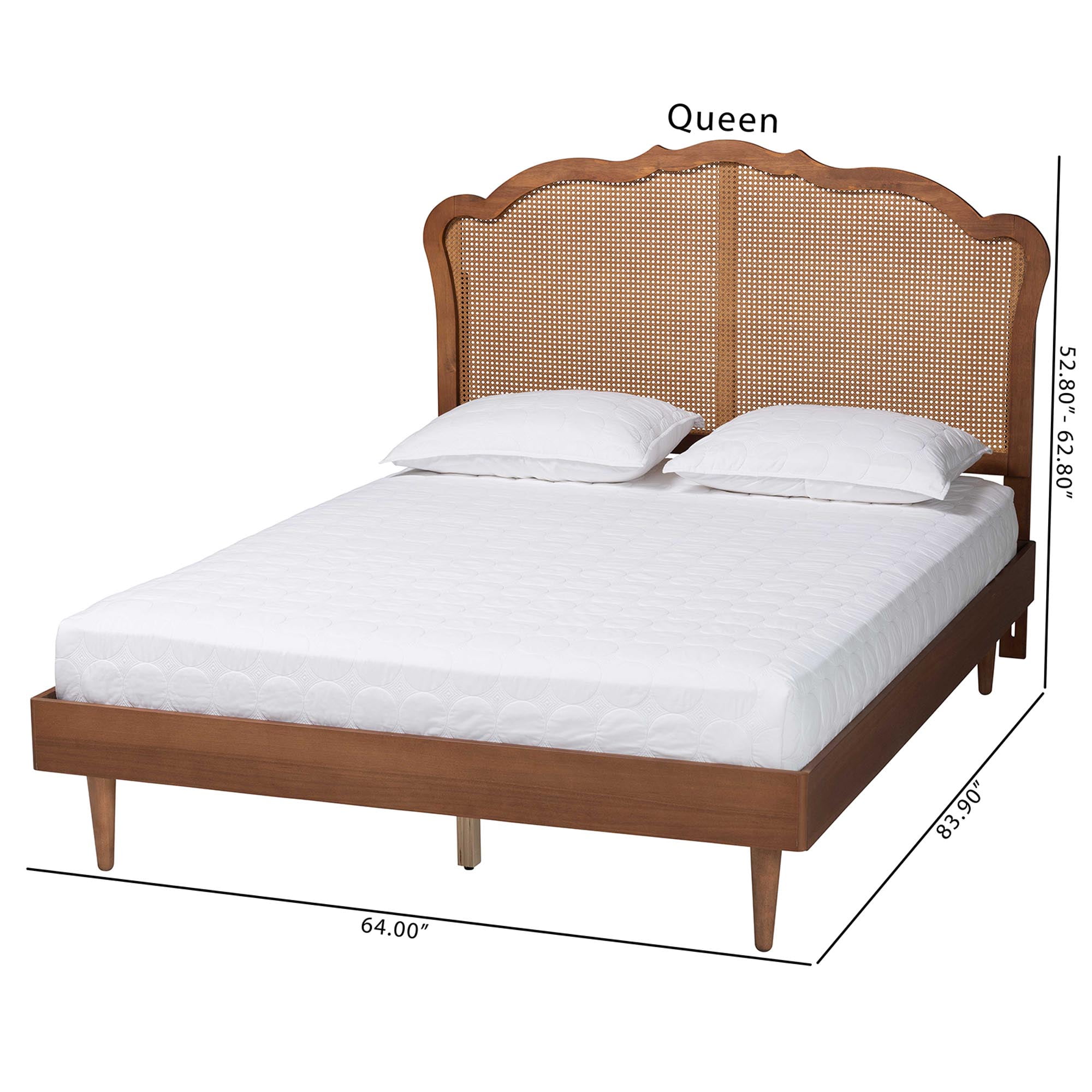 Baxton Studio Camden Mid-Century Platform Bed, King, Walnut Brown