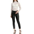 thumbnail image 3 of INSPIRE CHIC Valentine's Day Women's See Through Long Sleeve Turtleneck Sheer Floral Lace Blouse Top 3XL White, 3 of 8