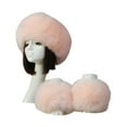 thumbnail image 2 of harmtty 1 Set Winter Cap Cuffs Set Solid Color Fluffy Faux Fur Empty Top Soft Keep Warm Elastic Cozy Women Hat Cuffs Set for Outdoor,Light Pink, 2 of 8