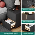 thumbnail image 2 of 15.8" W Faux Leather Narrow Nightstand, Modern Fully-Assembled Bedside Table with 2 Drawers, Wood Night Stand Small Accent End Table & Side Table for Bedroom Living Room, Black, 2 of 8