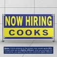 thumbnail image 3 of Now Hiring Cooks 13 oz Heavy Duty Vinyl Banner Cook Jobs Available Line Cook Help Wanted Sign for Business Advertising Indoor/Outdoor Single-Sided with Metal Grommets (4x8 ft, Bl & Ye), 3 of 6