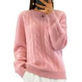 thumbnail image 1 of Avamo Chandails pour Femmes Col Rond Chandail Torsadé Chaud d'Hiver Chic Rose P, 1 of 2