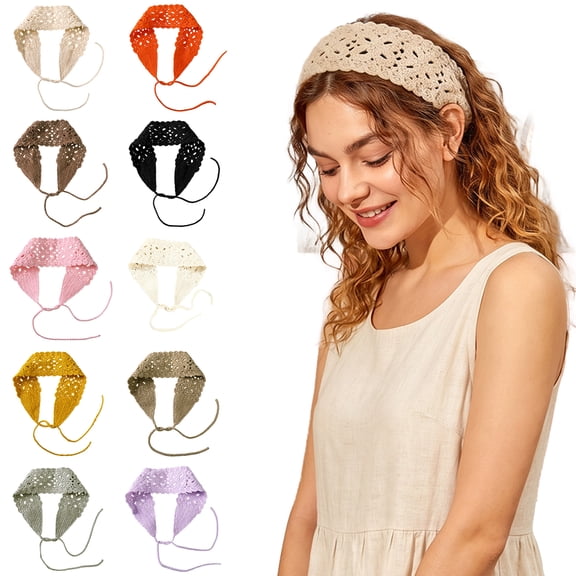 Boho Headbands for Women Bandana Crochet Knit Hair Band Headband Hair Scarf Head Bands for Women's Hair Soft Stretchy Comfortable Adjustable Fit Breathable Lightweight Design
