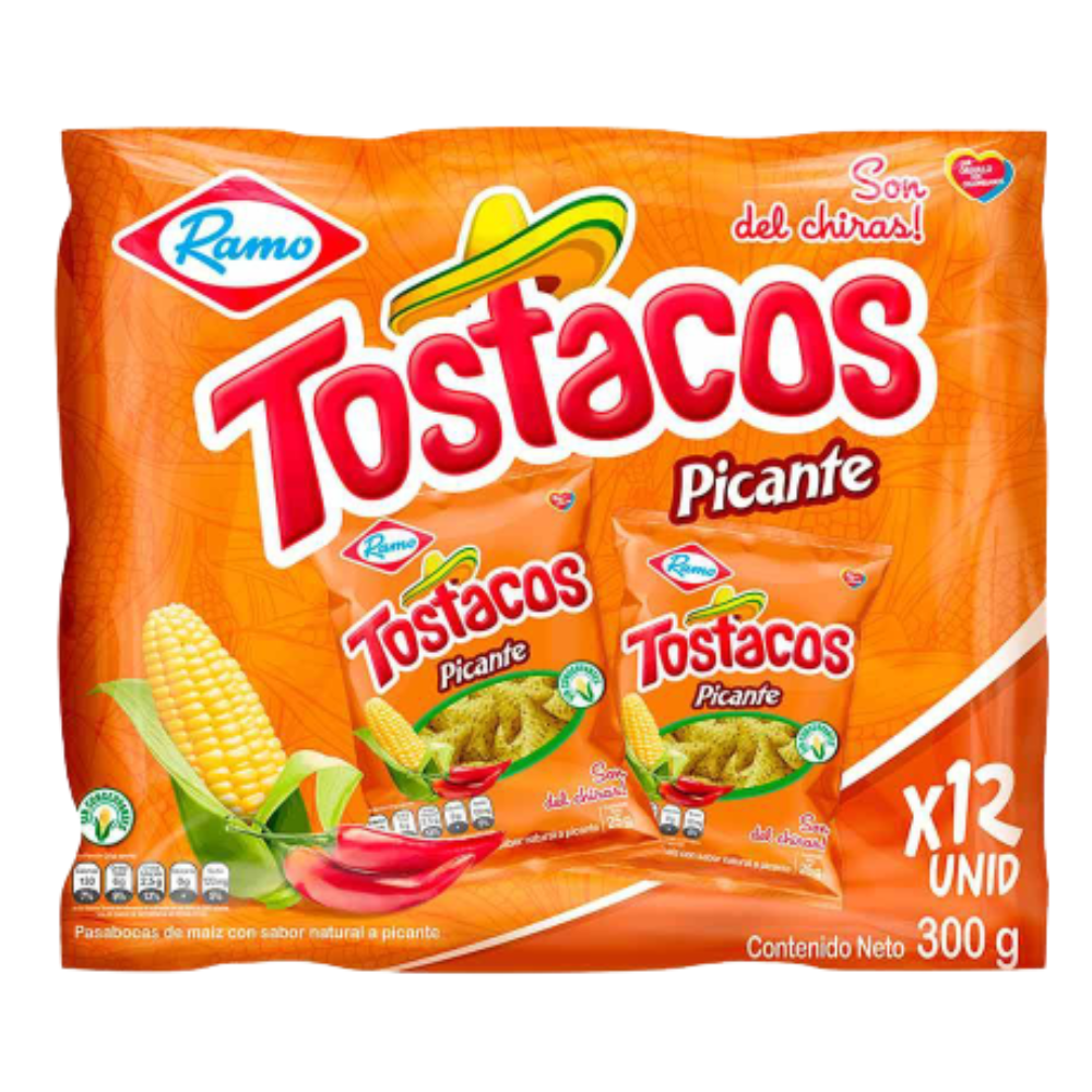 Tostacos Ramo y Maizitos (24 pack) Tortilla spicy chips Colombian Snack Colombian food products Colombian snack food Colombian snacks Colombian gifts mekato colombiano