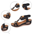 thumbnail image 5 of Rokment Women's Orthopedic Wedge Dressy Sandals with Arch Support Comfortable Platform Walking Summer Shoes Fashion Casual Metal Buckles Mules Slingback Mid Heels Dress Footwear Black Size 6, 5 of 7