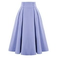 thumbnail image 2 of Elainilye Fashion Long Skirts For Women Fall Winter Solid Pleated Loose Hem Long Half Length Skirt Pleated Skirt,Purple, 2 of 8