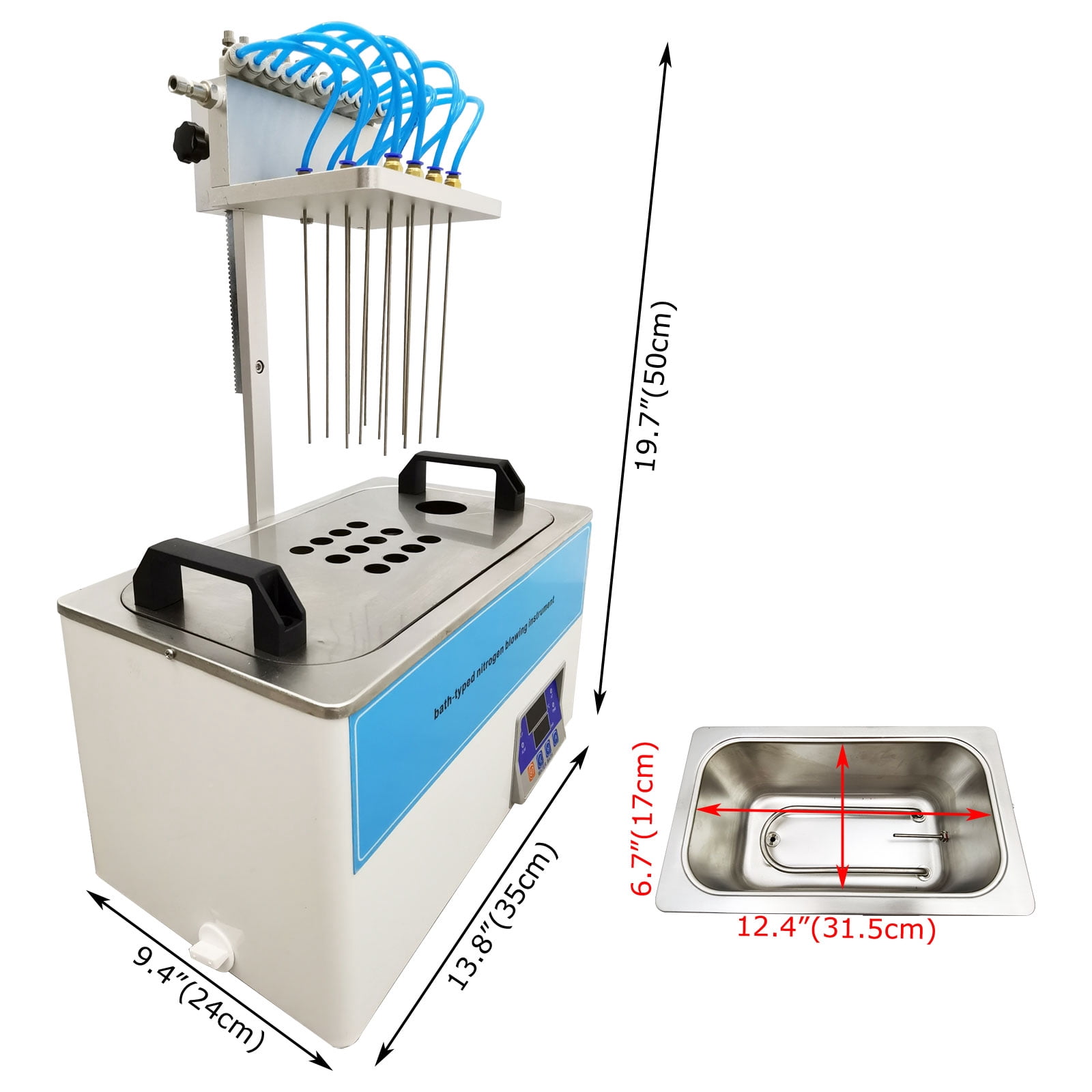 12 Hole Bath-Typed Termovap Nitrogen Sample Concentrator Water Bath Nitrogen Blower