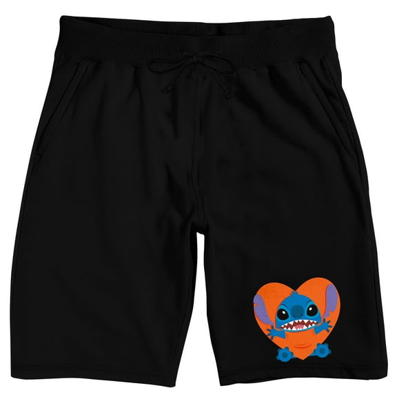 Lilo & Stitch Stitch Heart Men's Black Lounge Shorts-XS