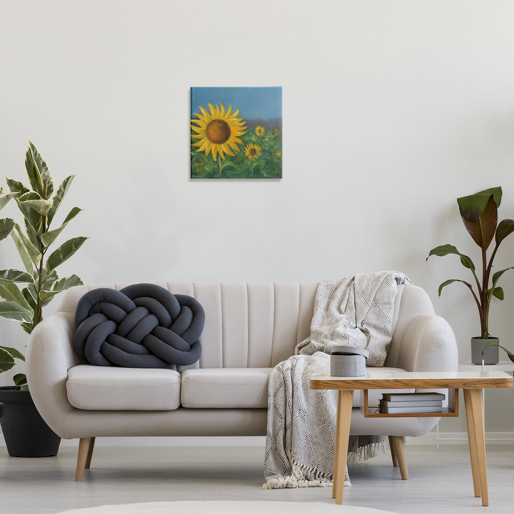 Stupell Industries Mellow Sunflower Garden Botanical & Floral Painting Gallery Wrapped Canvas Art Print Wall Art, 17 x 17