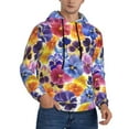 thumbnail image 2 of Lsque The Garden Tricolor Pansy Flower Pattern Casual Men's Hoodie,Hooded Sweatshirt with Kangaroo Pocket,Pullover Hoodie-Small, 2 of 7