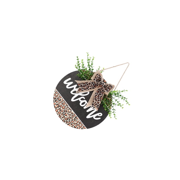 Wosthever Cartel de bienvenida con estampado de leopardo para puerta delantera, decoración de porche al aire libre, cartel de granja para decoración de Kits de decoración para fiestas Wosthever HA038474-00