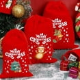 thumbnail image 5 of 20/1 piezas de bolsas de terciopelo rojo para Navidad, bolsa con cordón para envolver dulces de muñeco de nieve de Papá Noel, bolsa de almacenamiento para decoración de fiesta de Año Nuevo, 5 of 5