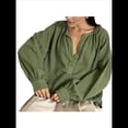 thumbnail image 3 of Blusa de con Lazo Frontal para Mujer, Blusa con Mangas Farol, Estilo Babydoll Y2K, Túnica Holgada con Cuello en V. Verde S, 3 of 10