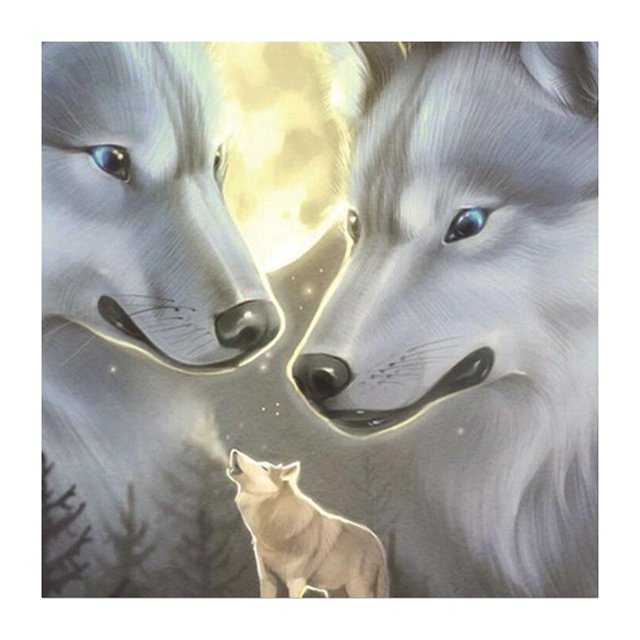 DIY 5D Pintura Diamante Kit De Punto De Cruz Etiqueta De La Pared Para La Decoración De La Sala De Estar 25x25cm - Lobo Sunnimix DIY 5D Animal Diamond Painting