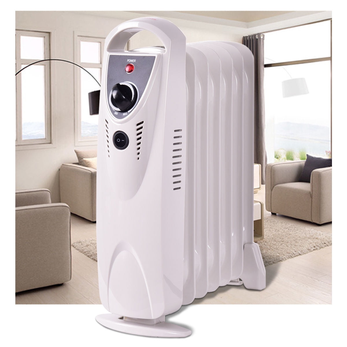 Costway Portable 700w Electric Oil Filled Radiator Heater Thermostat Room Radiant Heat Walmart Com