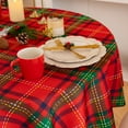 thumbnail image 3 of Romanstile Round Christmas Tablecloth - 60 Inch - Plaid Checkered Water Stain Resistant Table Cover, Washable Polyester Table Cloth for Xmas Dinner/Party Decoration/Holiday, 3 of 5