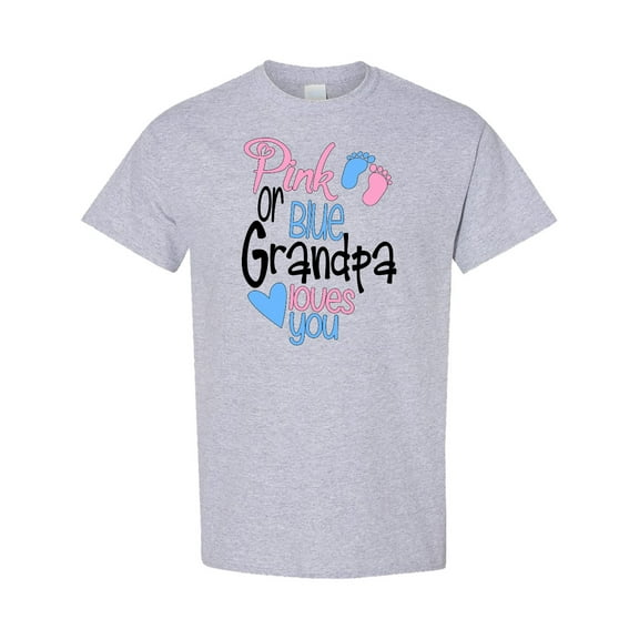 Inktastic Pink or Blue, Grandpa Loves You Footprints and Heart T-Shirt
