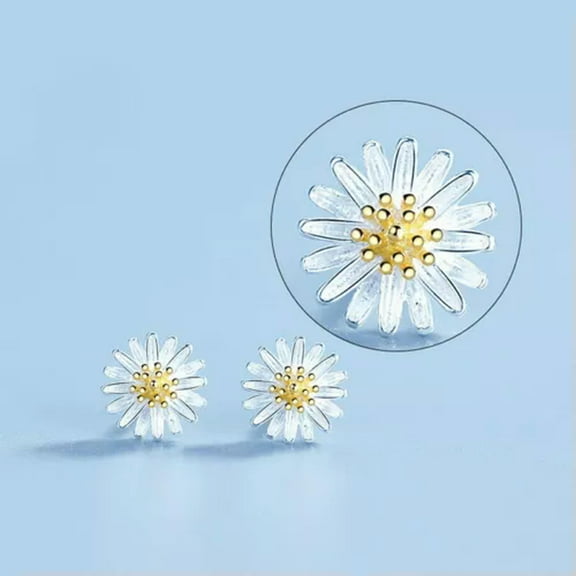 EOEMY Fashion 925 Silver Daisy Flower Stud Earrings Drop Dangle Women Lovely Jewelry-Style 6
